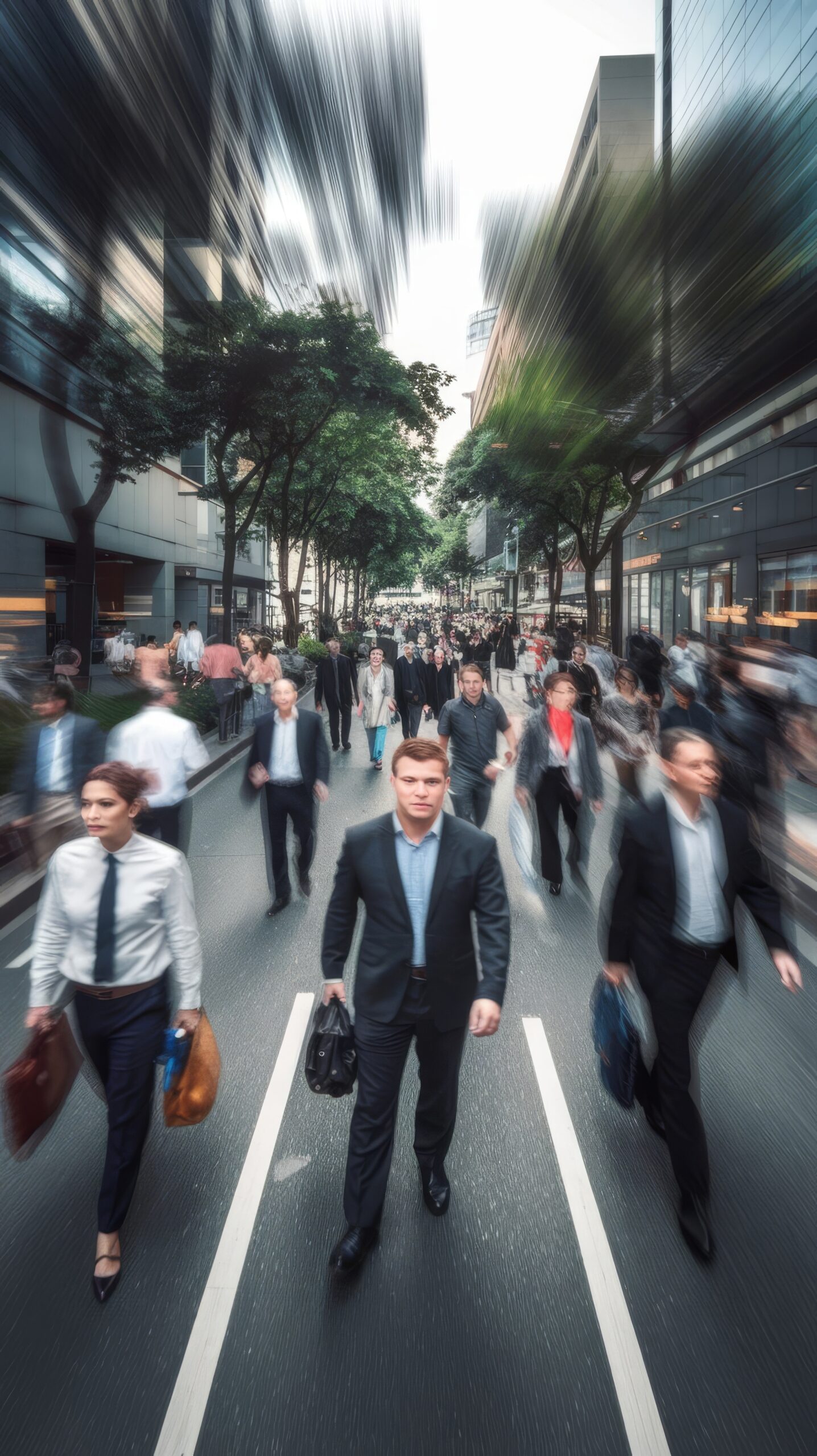 beautiful motion blur walking people early morning rush hours busy modern life concept scaled