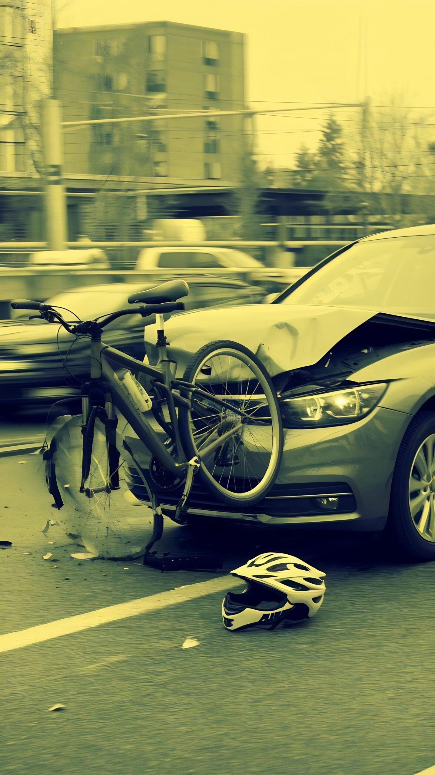 blurred image traffic accident helmet bicycle after car crashes into cyclist ro 1 scaled